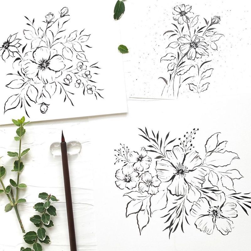 LINE ART FLORALS